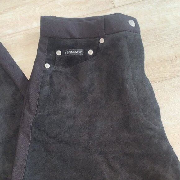 Escalade Suede Pants Women’s Size‎ Medium Black Vintage Front High Waisted Paris - Picture 9 of 11